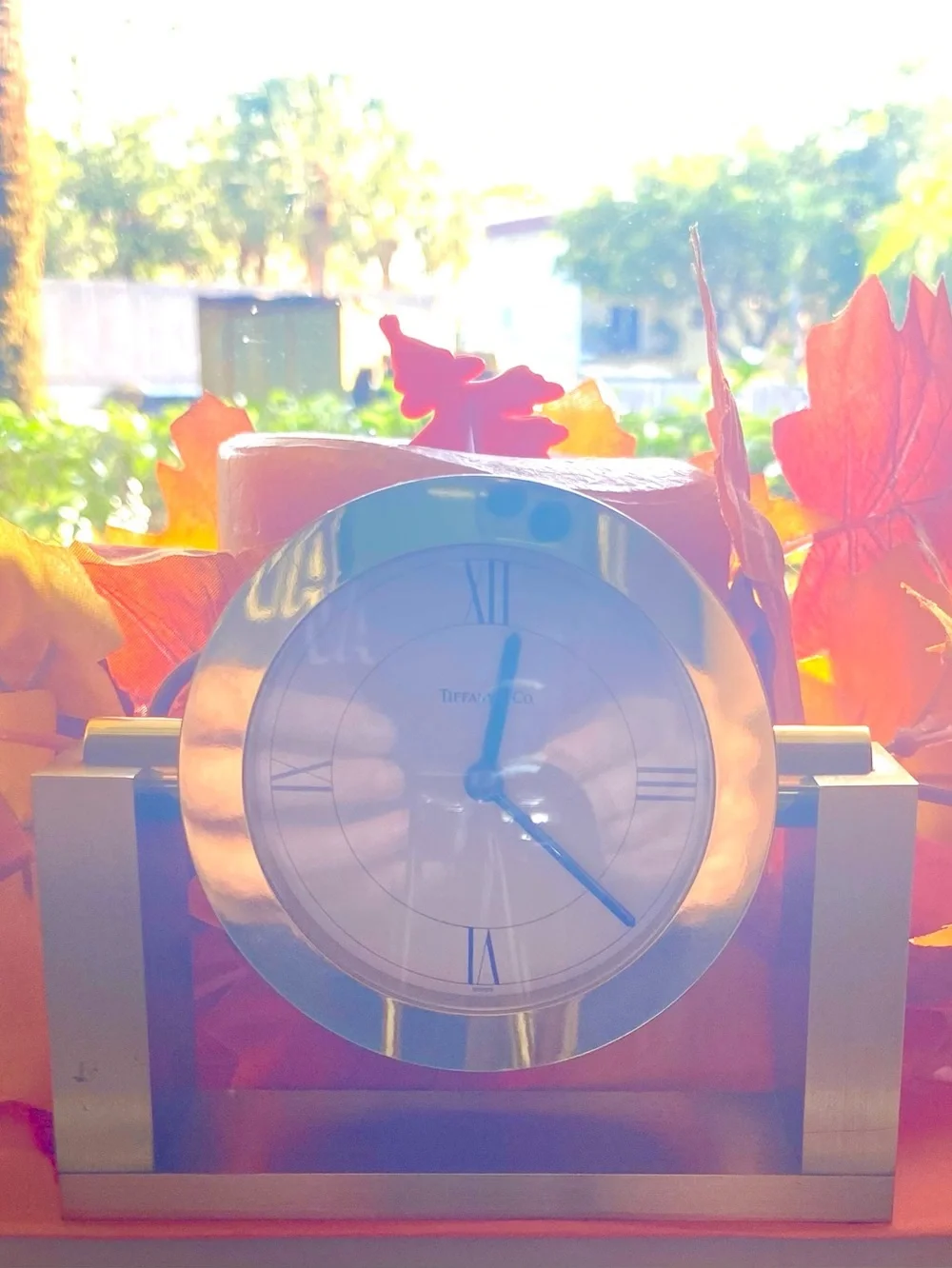 Vintage 1989 Tiffany & Co. Solid Brass Desk Clock - Gorgeous Patina. A Treasure.